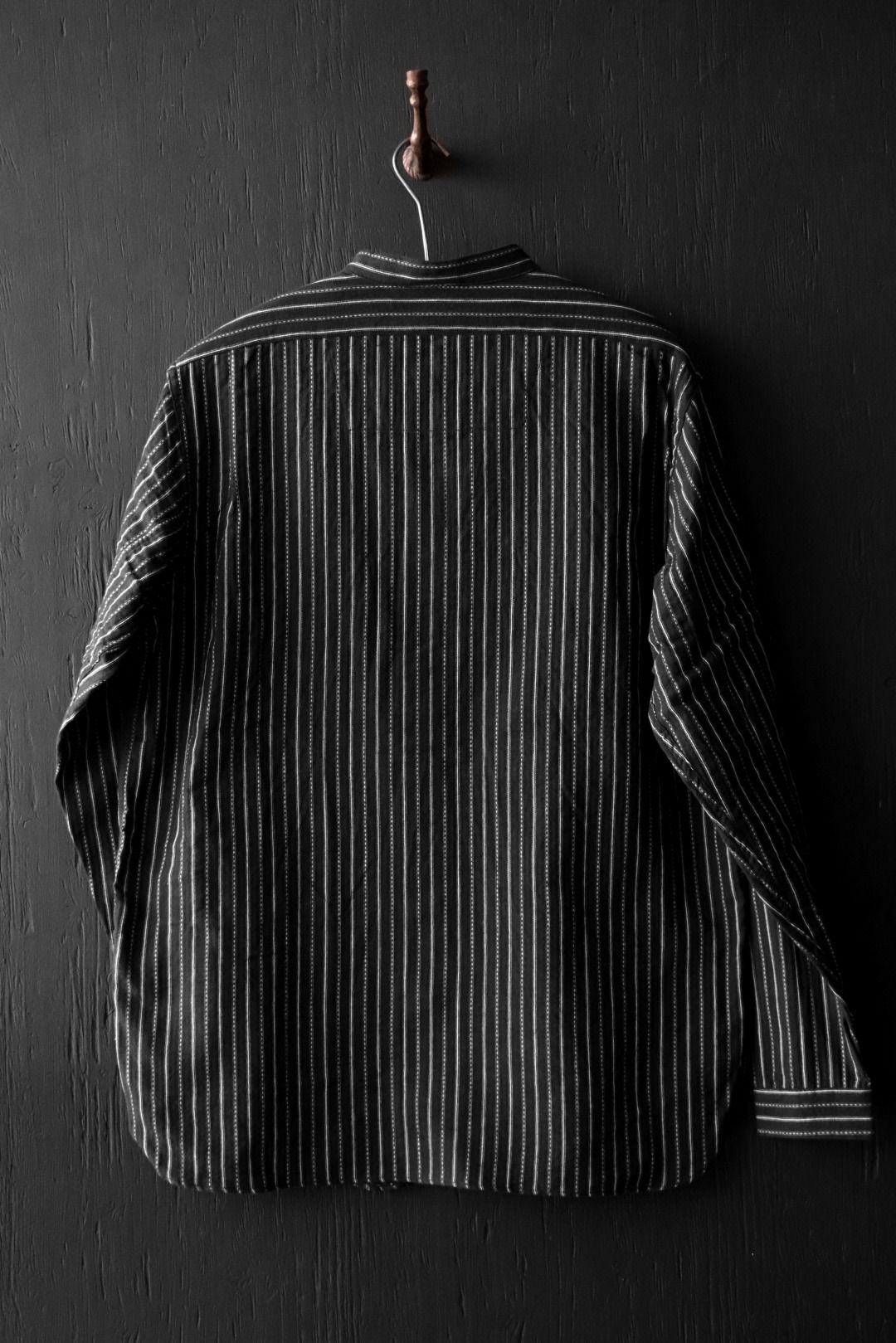 ANTIQUE CLOTH BAND COLLAR IMMIGRANT SHIRT (SUMI BLACK)