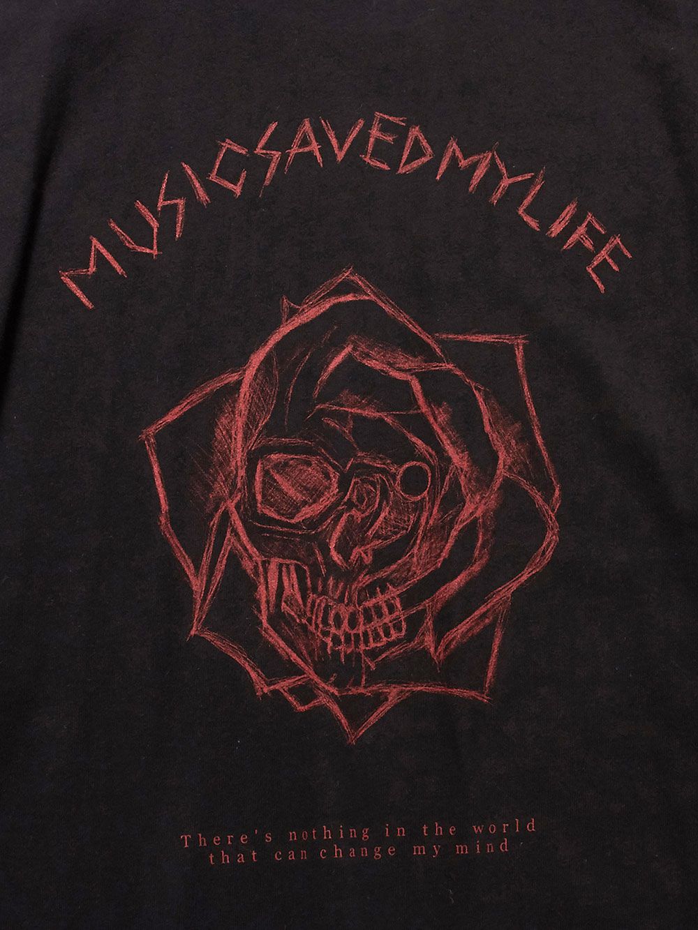 ローズ&スカル オーバーサイズ ロングスリーブTシャツ (ブラック) / ROSE&SKULL OVERSIZED LONG SLEEVE TEE (BLACK)
