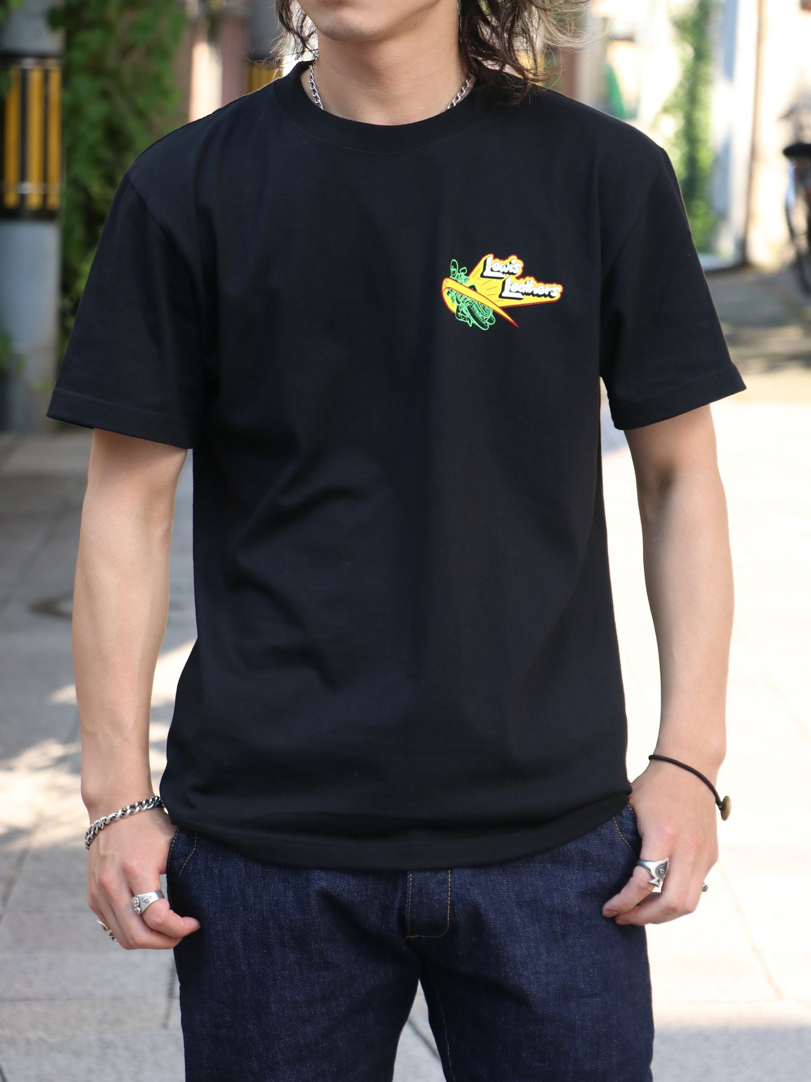 【即日発送可能】"LEWIS LEATHERS  80’s BIKE" T-SHIRTS (BLACK)