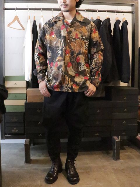 1950s L/S Fowl Pattern Sport Shirt  / BLACKSIGN 2019SS