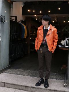 "Lewis Leathers" カラーレザーコーディネート