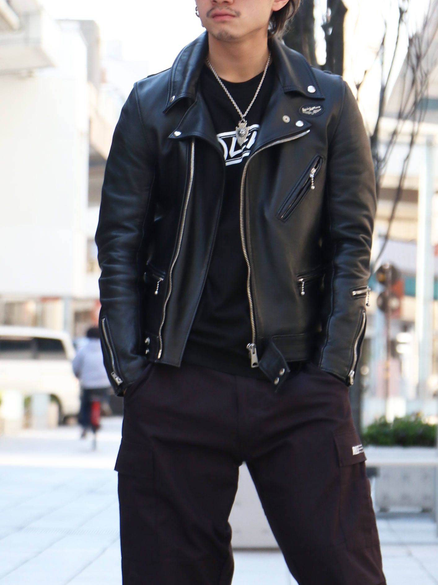 トレンド エコレザー ライダース サイドライン ストリート 韓国 RESOUND CLOTHING - [ラスト1点 サイズ1] 【人気継続商品
