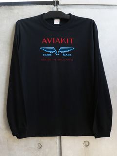 "AVIAKIT WING" RIB L/S T-SHIRTS (BLACK)