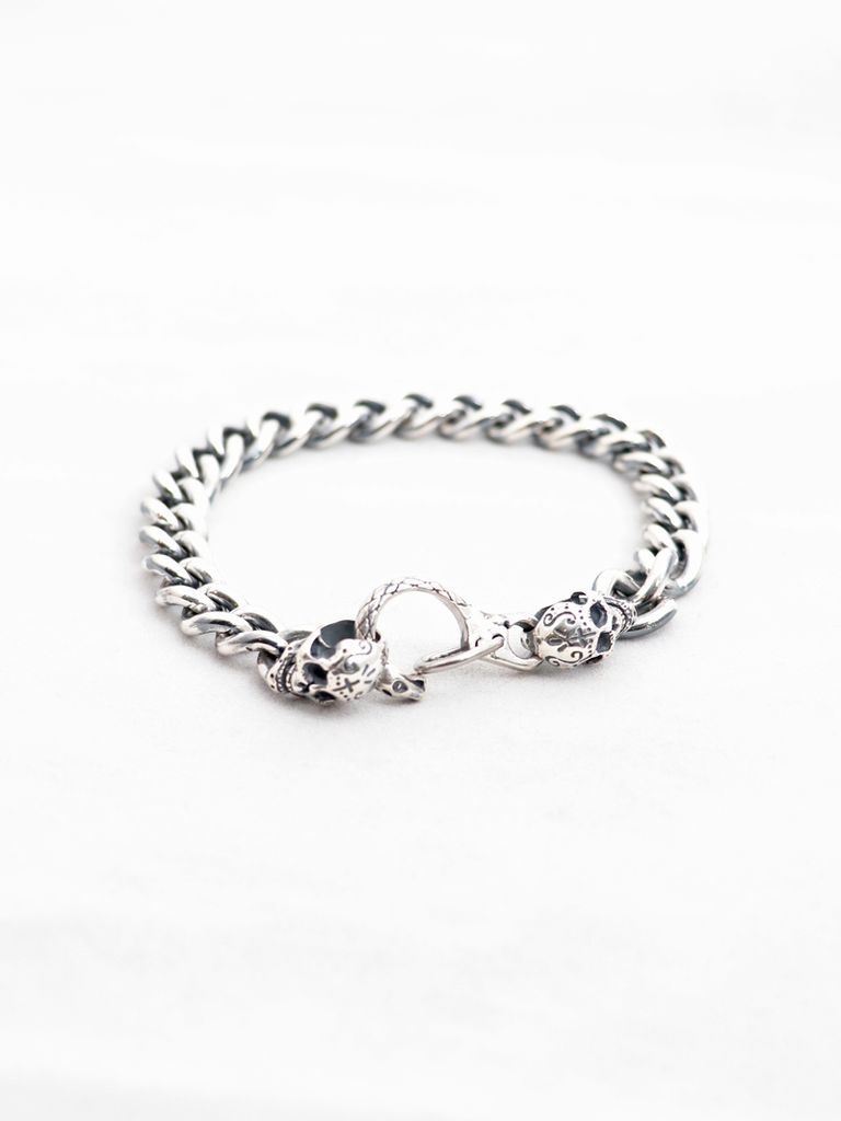 galcia - CALAVERA HEAD & SNAKE HOOK BRACELET (SILVER925) | SKANDA