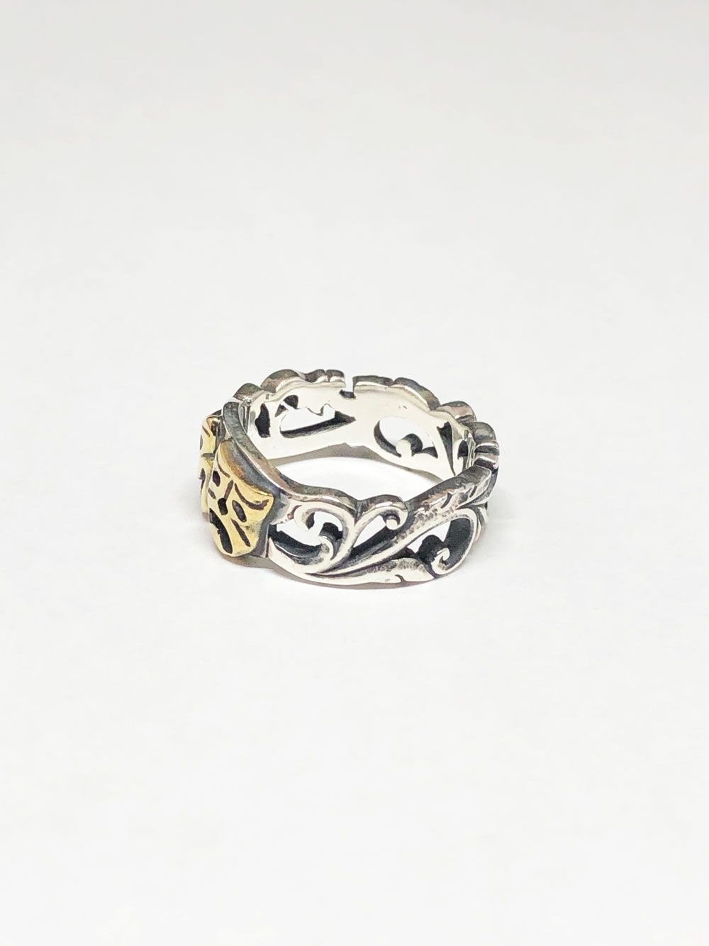 FLOWER CARVING TWO FACE RING (SILVER925×BRASS)