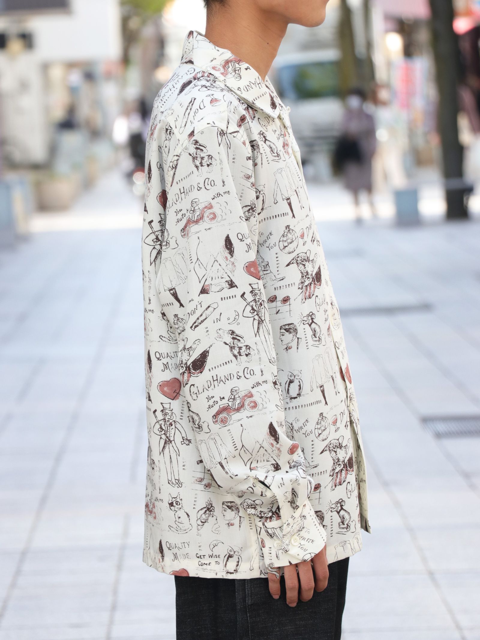 Glad Postals Hawaiian L/S Shirt (White)
