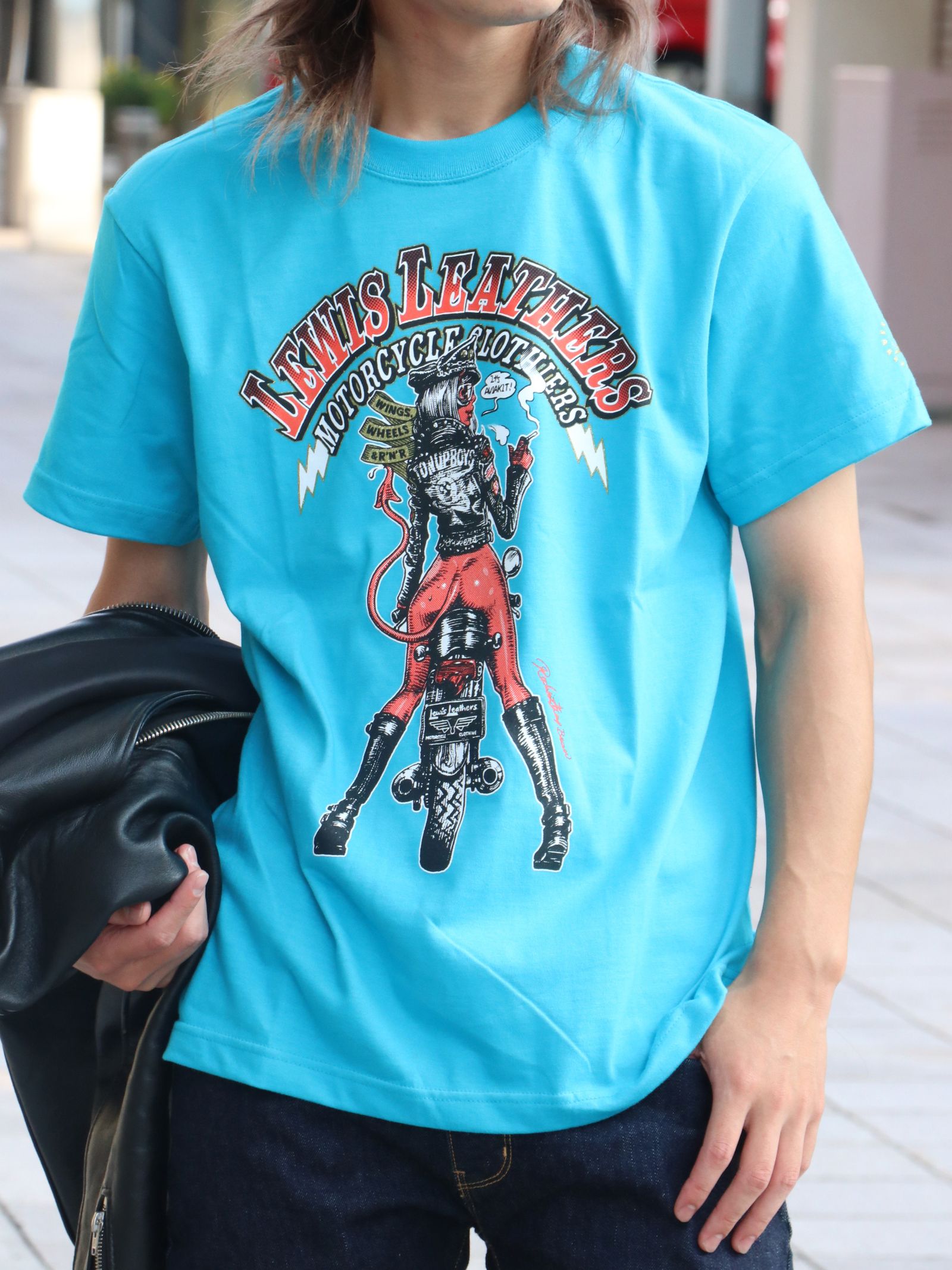 EROSTIKA × LEWIS LEATHERS "vol.2" S/S T-SHIRTS (TURQUOISE BLUE)