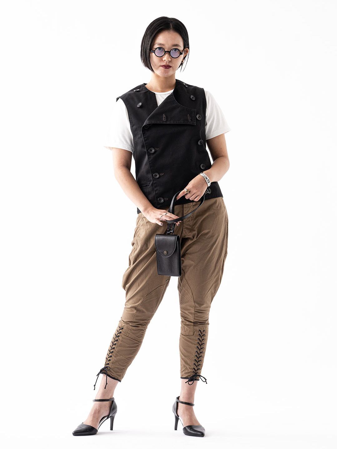 BLACK SIGN - BLACK CHINO DOUBLE BREASTED SWINDLER VEST (MIDNIGHT BLACK) |  SKANDA