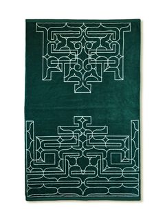 アイヌ文様の今治タオルブランケット (チカラカラペ - ダークグリーン×サンドベージュ)