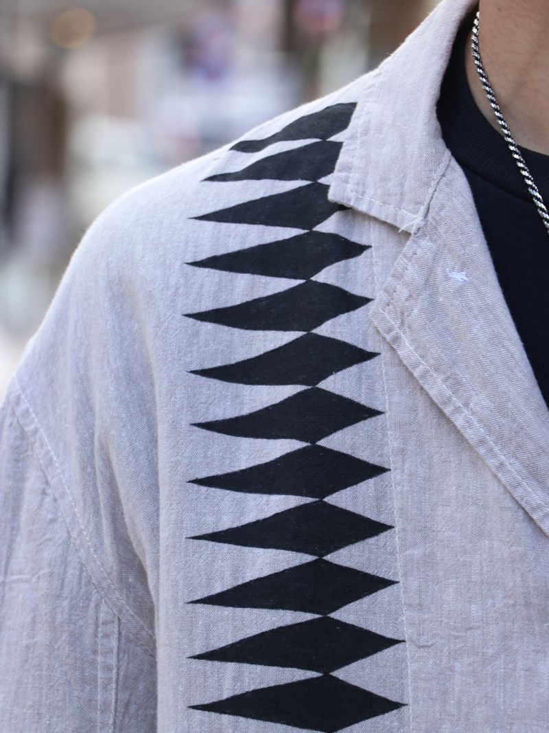 TRIVAL LINEN WORK COAT "HAND PAINT by TAKUMA KITAGAWA"