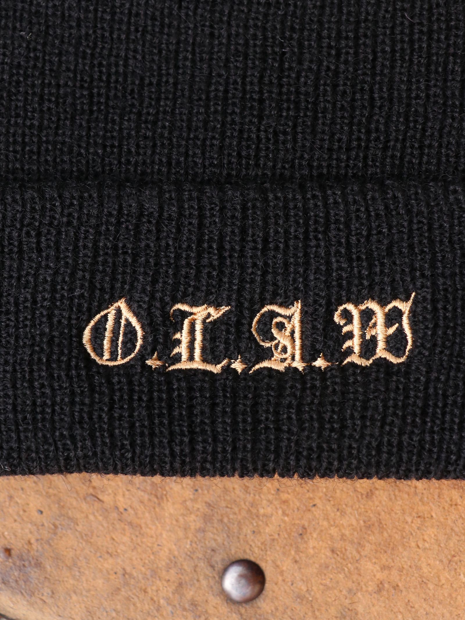 O.L.A.W EMBROIDERY KNIT CAP (BLACK)