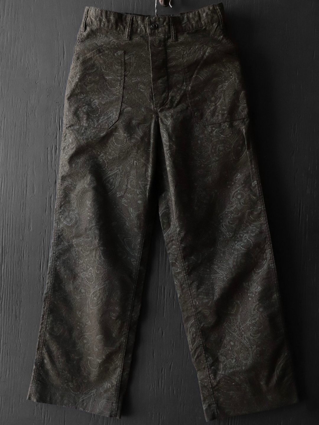 1920s GOTHIC PATTERN BRUSHED VIYELLA MONTGOMERY TROUSERS (SMOKY OLIVE)