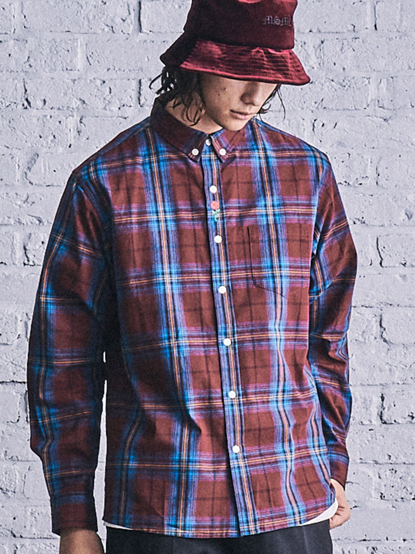 チェック ボタンダウンシャツ / CHECK B.D SHIRT (RED)