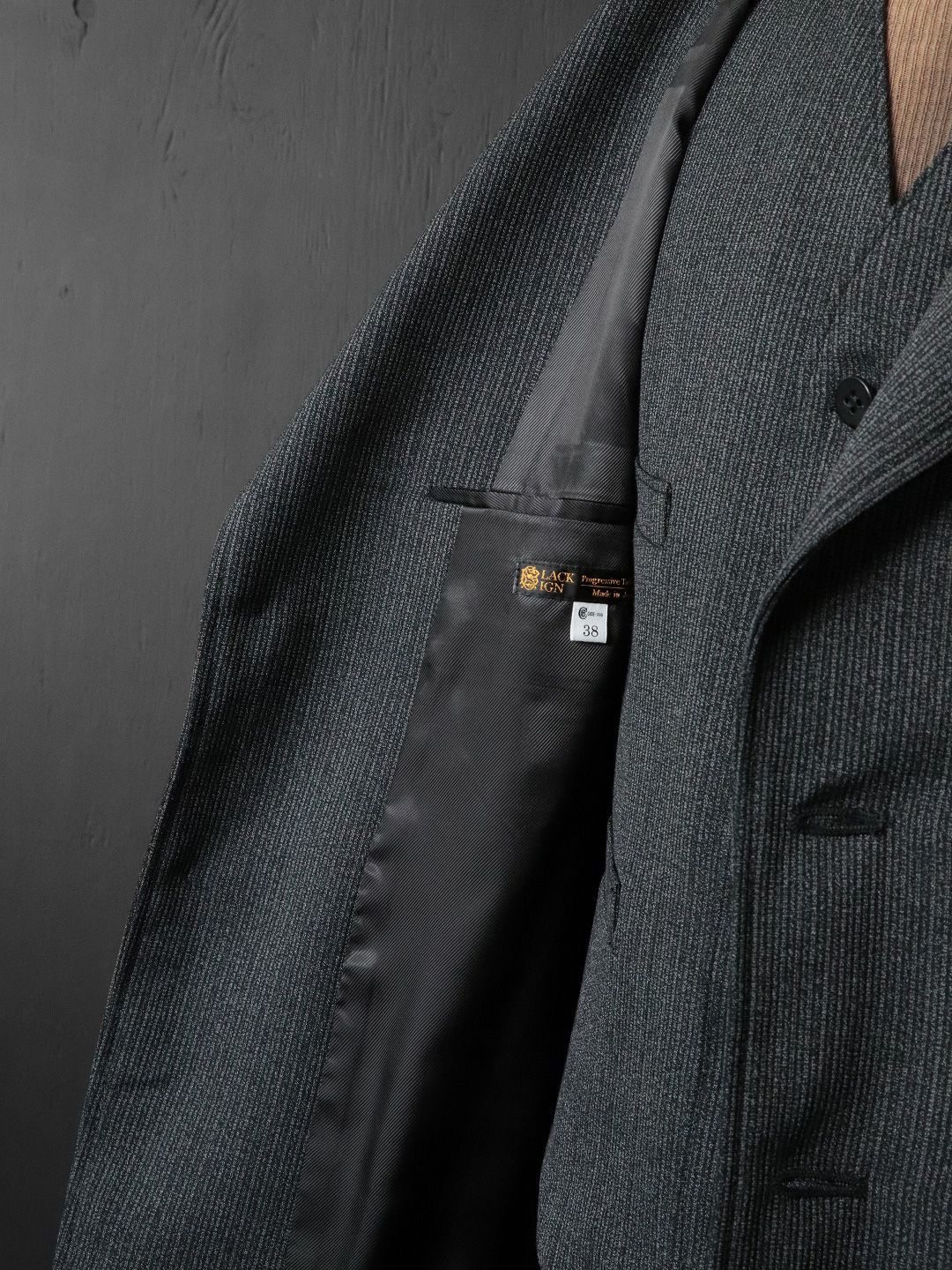 BLACK SIGN - 1930s Summer Wool Fog Stripe Sport Back Jacket