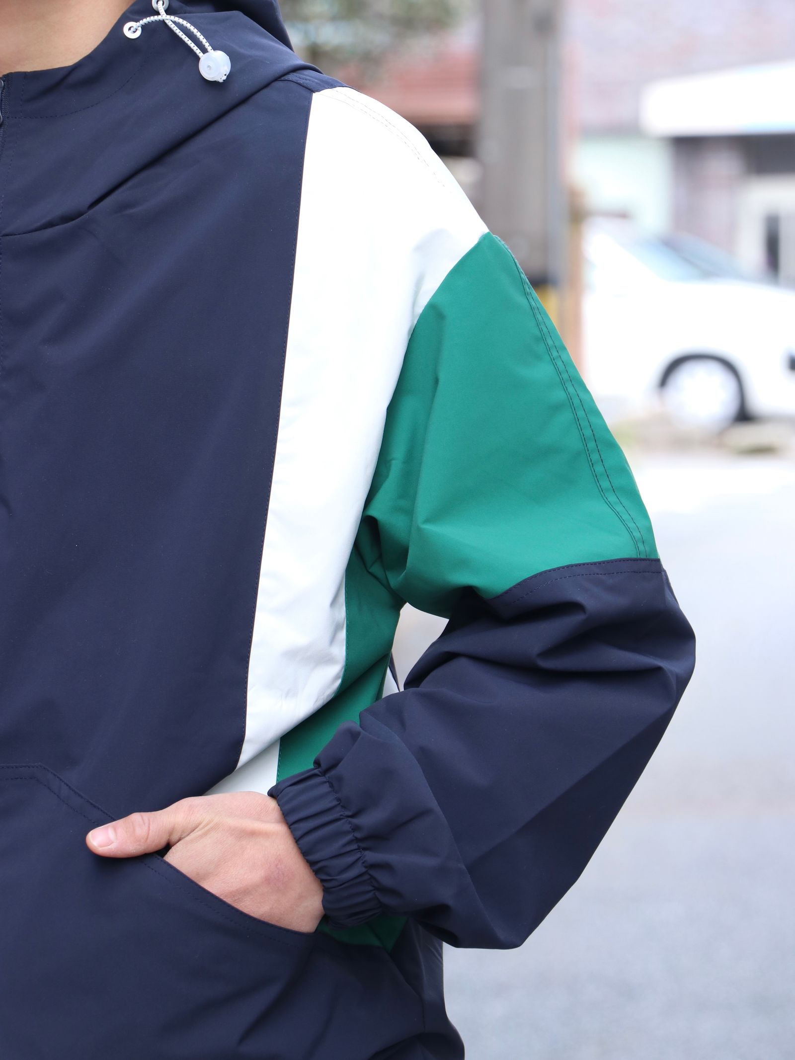 NYLON ANORAK (NAVYxGREENxWHITE)