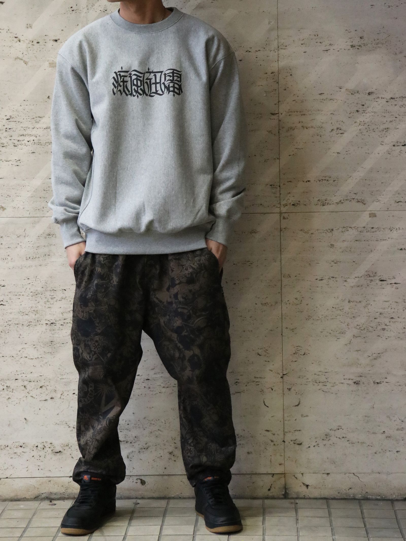 MOZYSKEY×SKANDA "疾風迅雷"SWEAT CREW NECK (GRAY) / 別注スウェット (グレー)