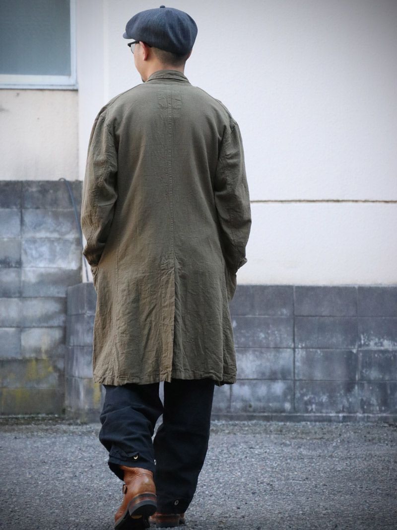 トライバル リネン ワークコート / TRIVAL LINEN WORK COAT  (KHAKI)