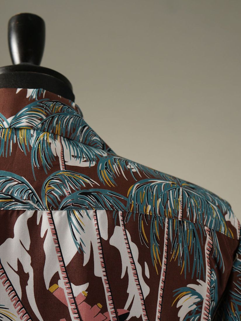 "PALM TREE" S/S SHIRTS (BROWN)
