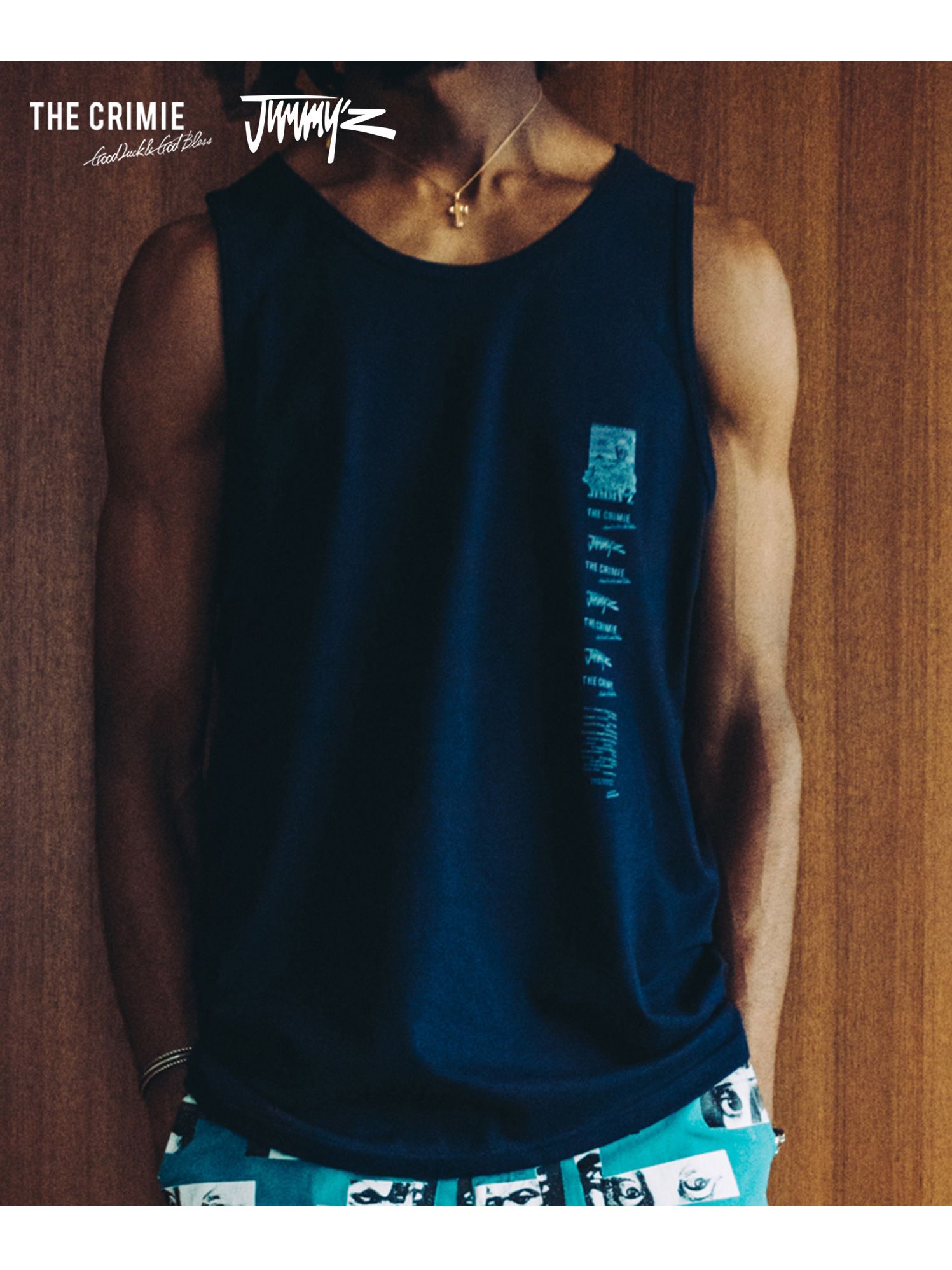 CRIMIE - JIMMY'Z×THE CRIMIE SMALL LOGO TEXT TANKTOP (NAVY) | SKANDA