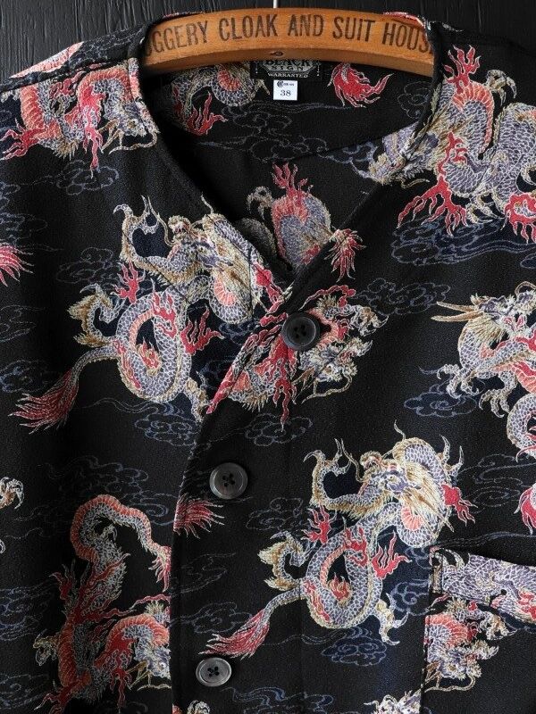 “DRAGON IN CLOUDS” LATE NIGHT SHIRT (MIDNIGHT BLACK)