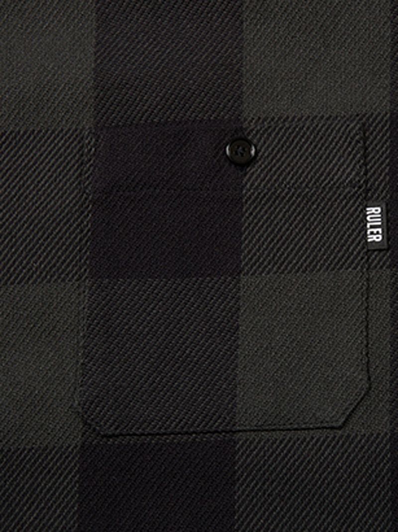 RULER - BUFFALO PLAID HEAVY TWILL SHIRT (CHARCOAL×BLACK) | SKANDA