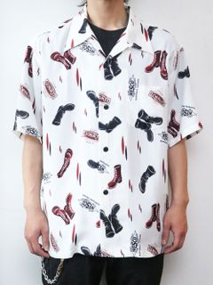 WESCO BOOTS DESIGN HAWAIAN S/S SHIRTS (WHITE)