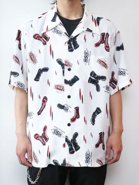 WESCO BOOTS DESIGN HAWAIAN S/S SHIRTS (WHITE)