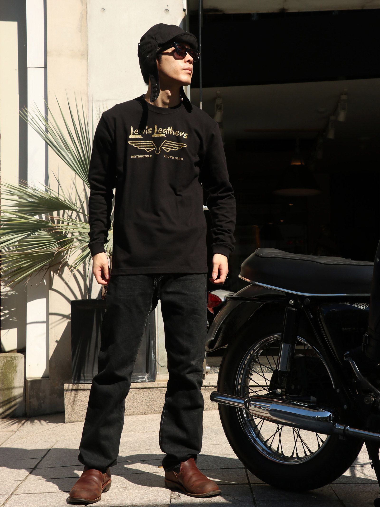 【即日発送可能】"GOLD WING" RIB LONG SLEEVE T-SHIRTS (BLACK)