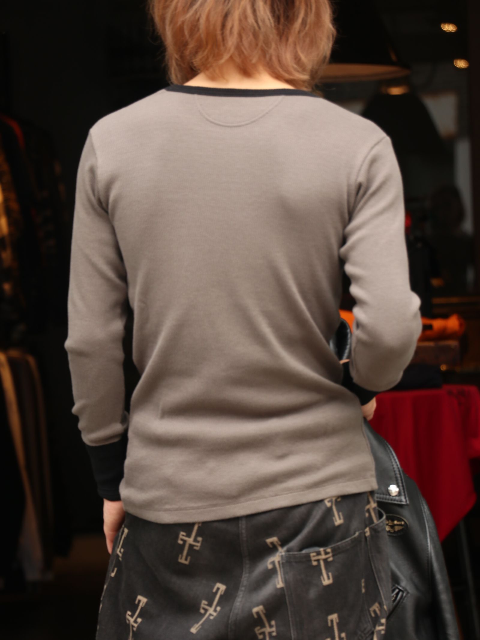 AVIAKIT WAFFLE T-SHIRTS (BLACK×GRAY)