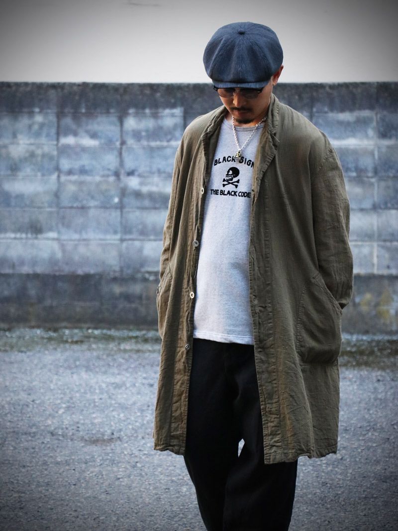 トライバル リネン ワークコート / TRIVAL LINEN WORK COAT  (KHAKI)