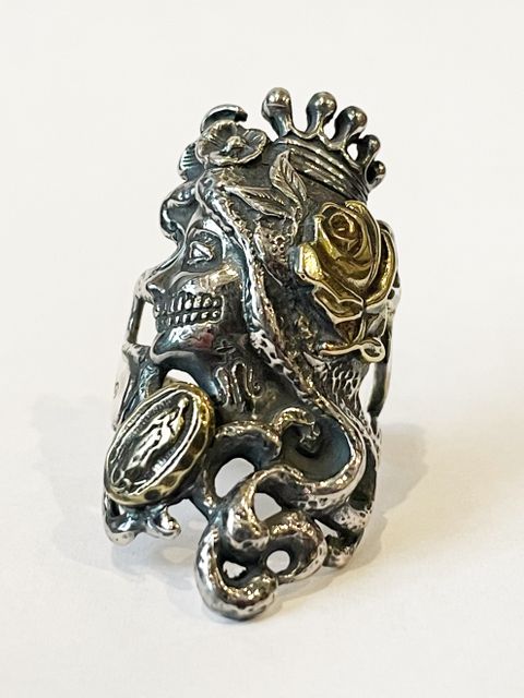 【15号 即日発送可能】El día de muerto RING (SILVER×BRASS)