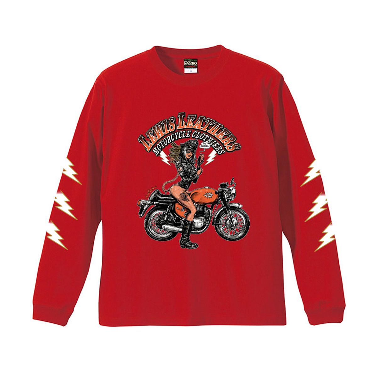 RIB LONG SLEEVE TEE EROSTIKA × LEWIS LEATHERS 2025 (BLACK, RED, WHITE)