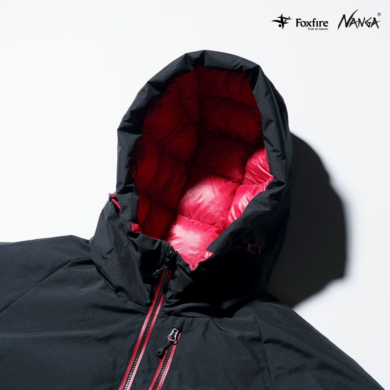 Foxfire × NANGA GORE-TEX WS フィッシングダウンジャケット 2026/ブラック×レッド