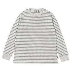 ミニワッフルボーダークルー (Men's)/ライトグレー
