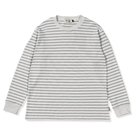 ミニワッフルボーダークルー (Men's)/ライトグレー