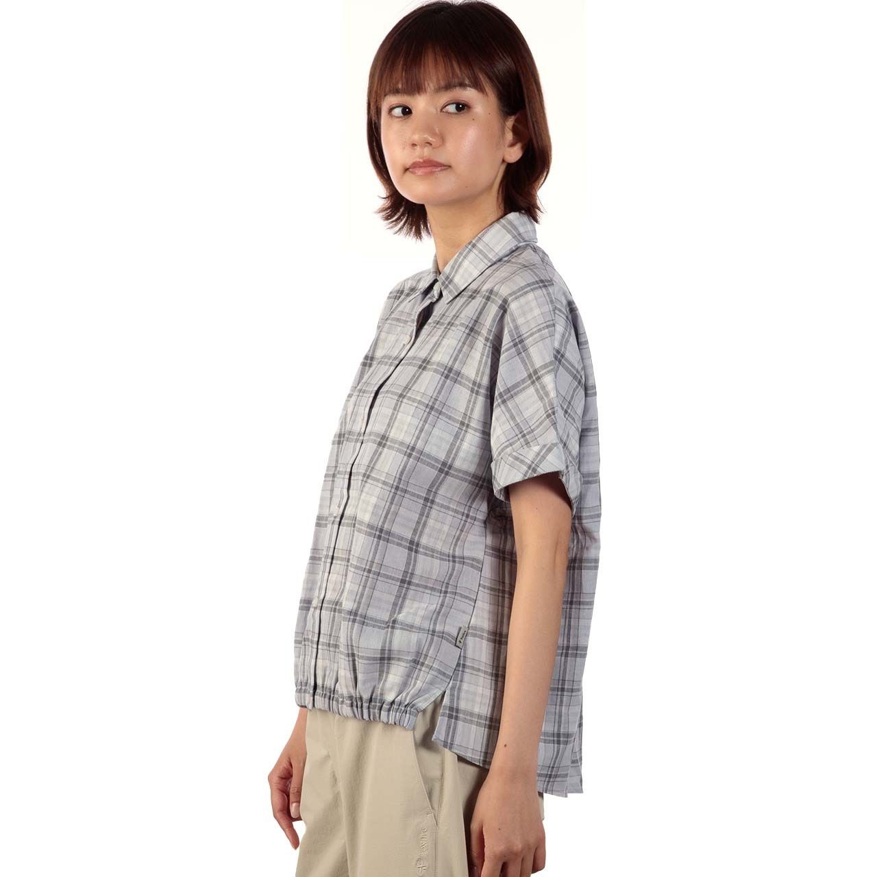 TSリネンチェックシャツS/S (Women's)/ミストミント