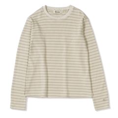 ミニワッフルボーダークルー (Women's)/ベージュ