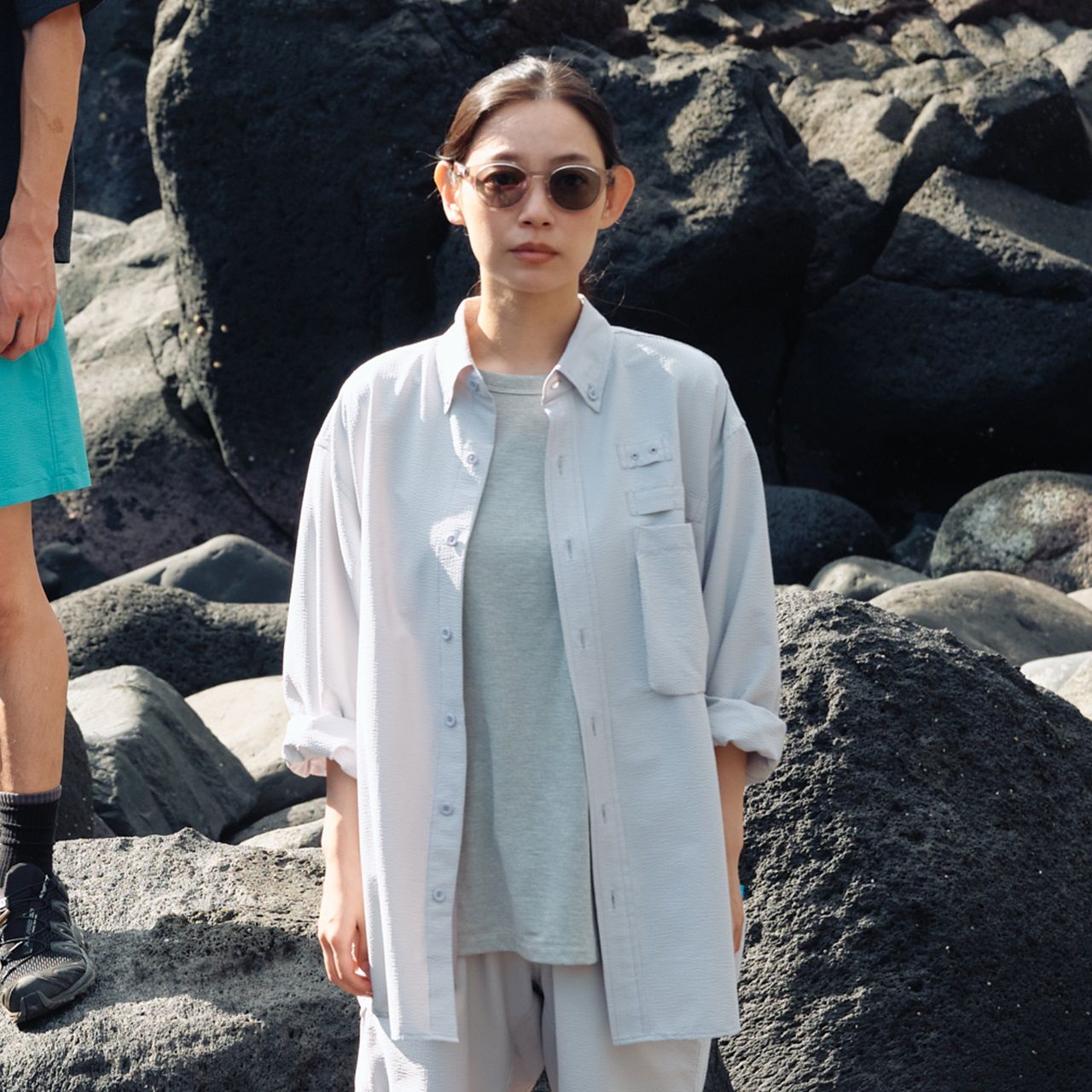 FISHDOMシャツ /ライトグレー