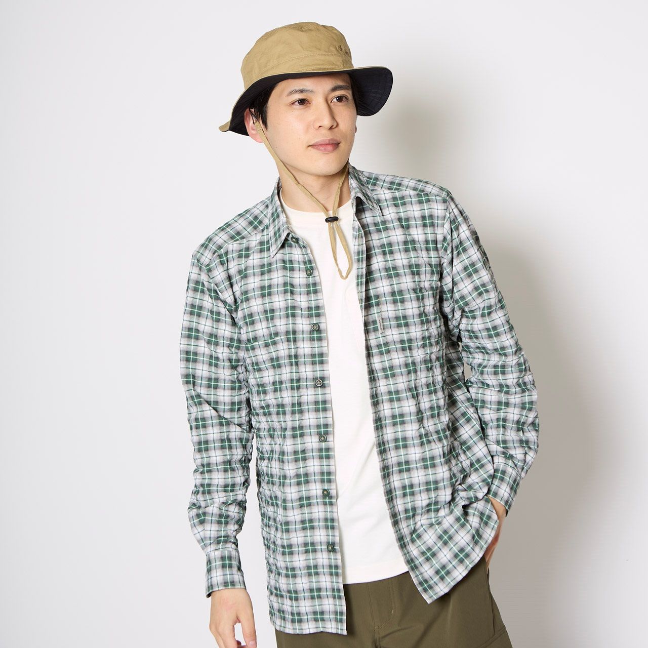 Cシールドバンピーチェックシャツ/グリーン