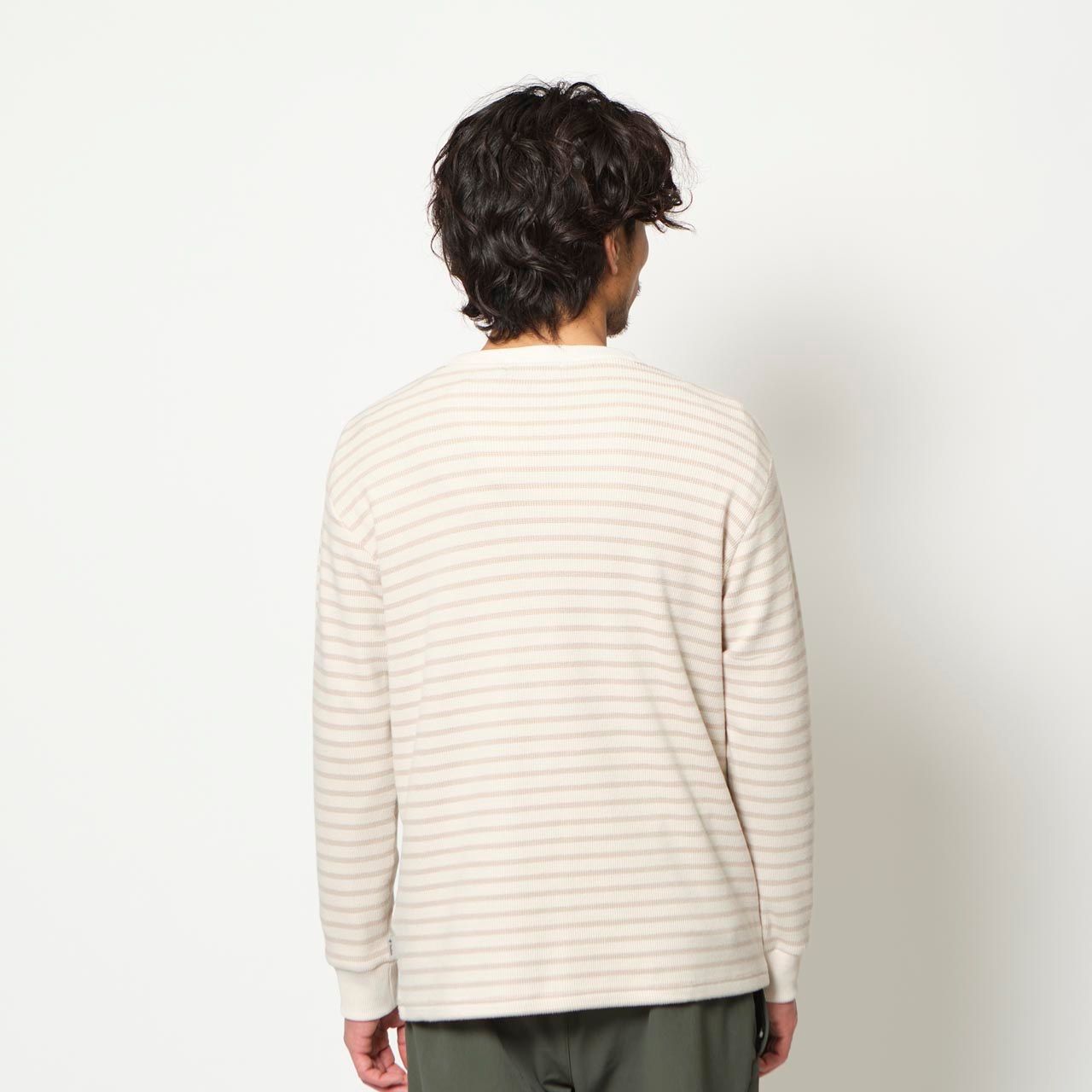 ミニワッフルボーダークルー (Men's)/チャコール