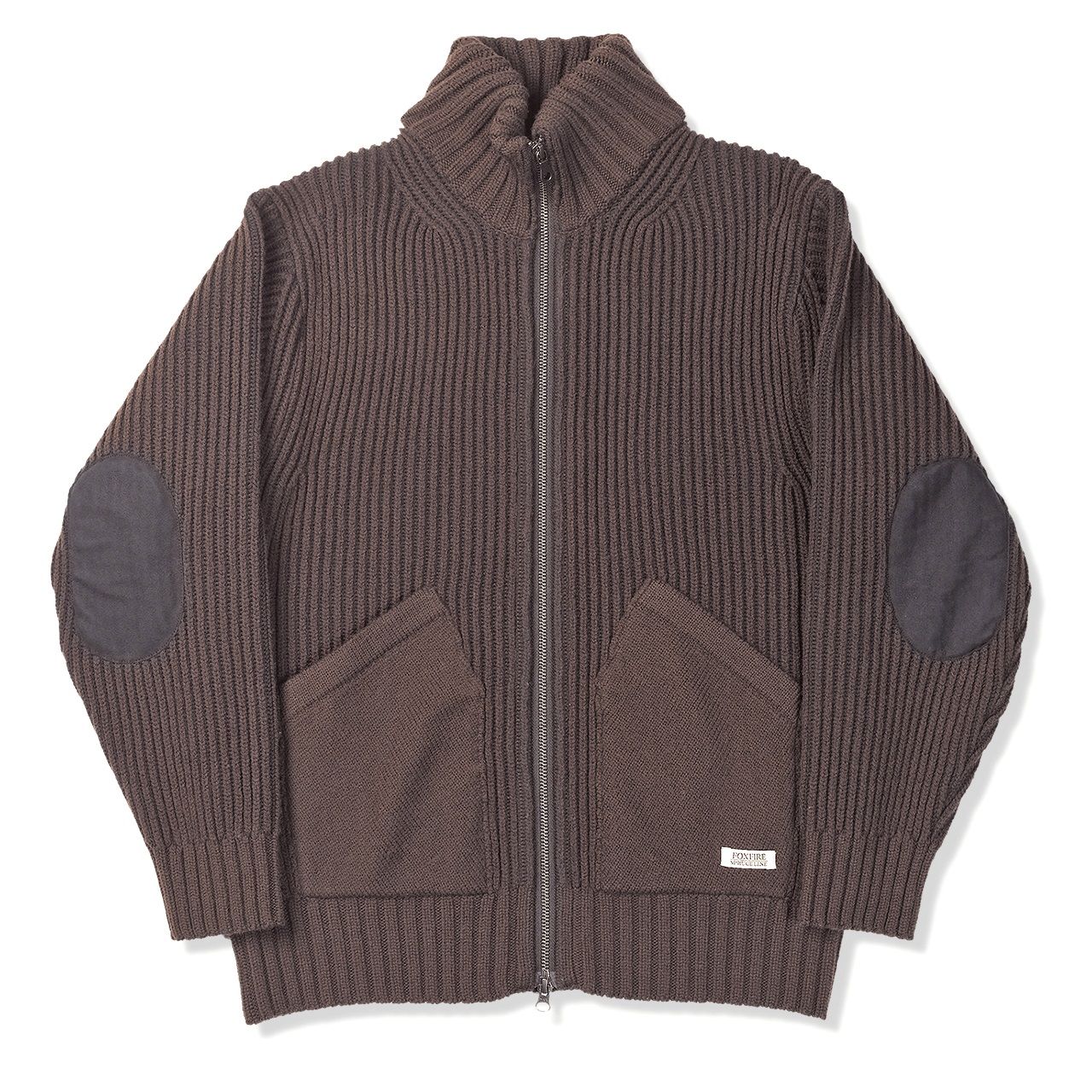 フィッシングFメリノジップセーター/ダークブラウン