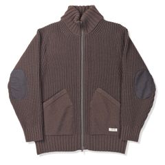 フィッシングFメリノジップセーター/ダークブラウン