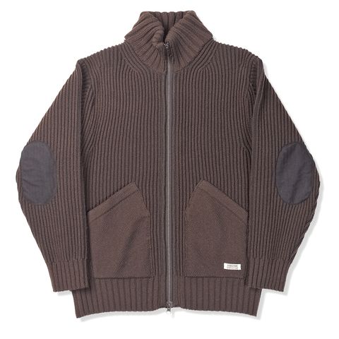 フィッシングFメリノジップセーター/ダークブラウン