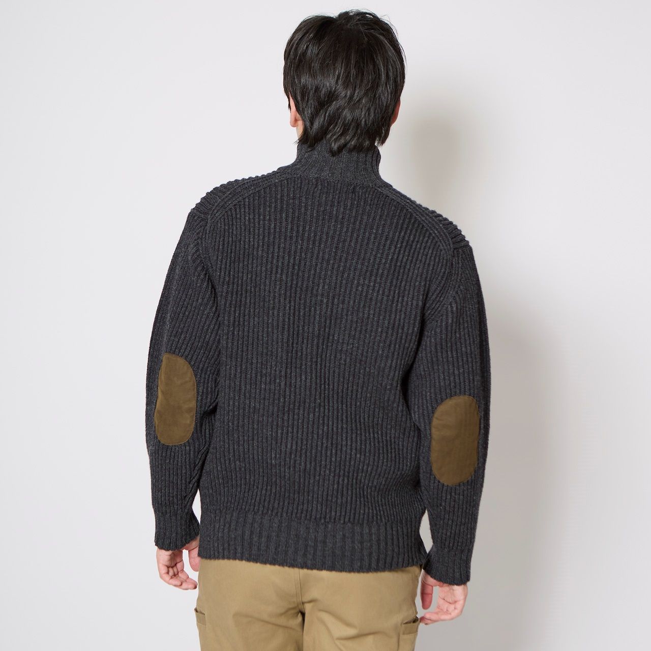 フィッシングFメリノジップセーター/チャコール