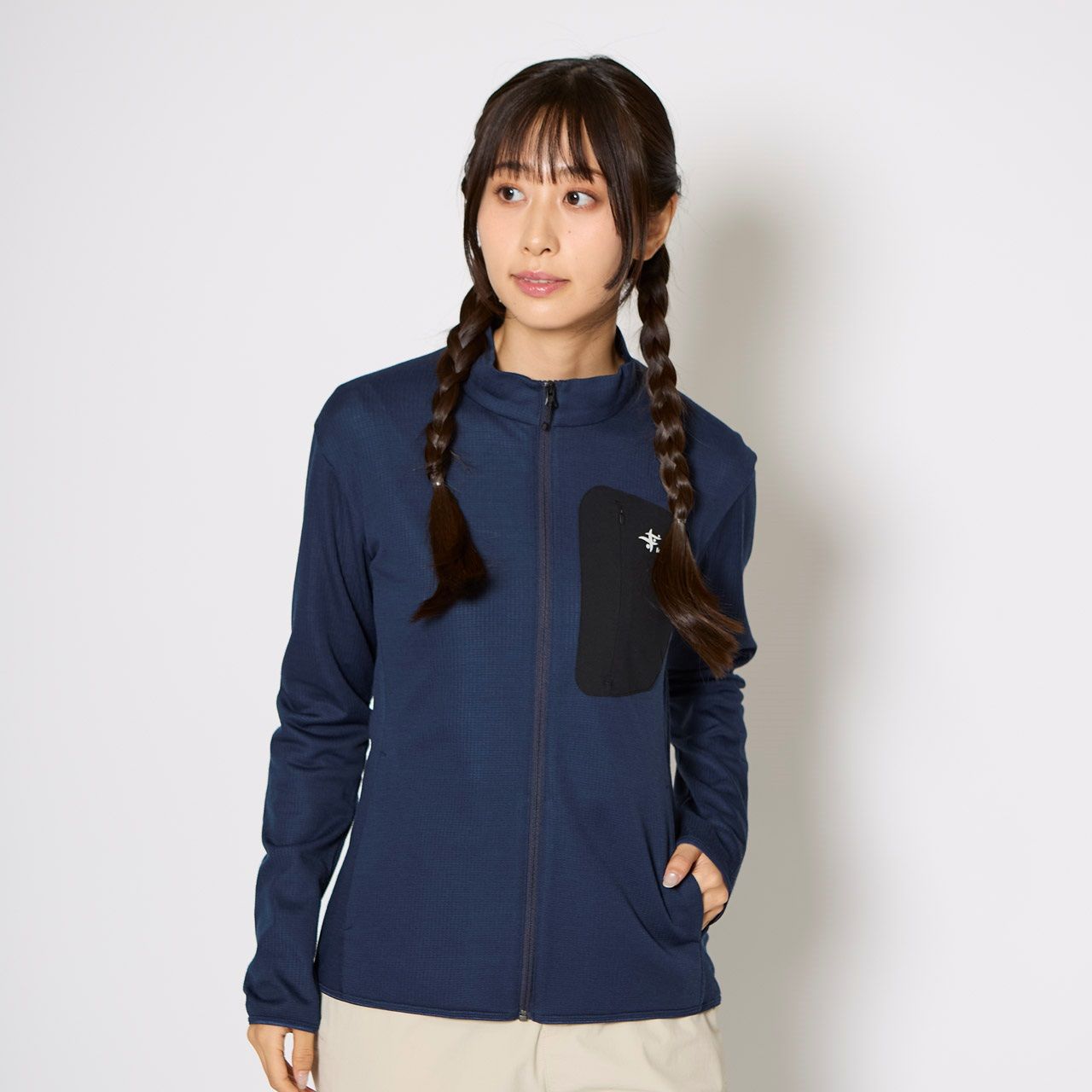 マイクログリッドウールフルジップ/ライトブルー