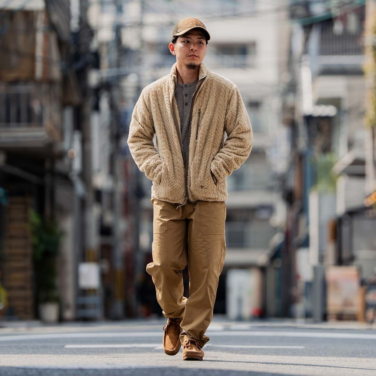 シャギーフリースフルジップ (Men's)/ベージュ