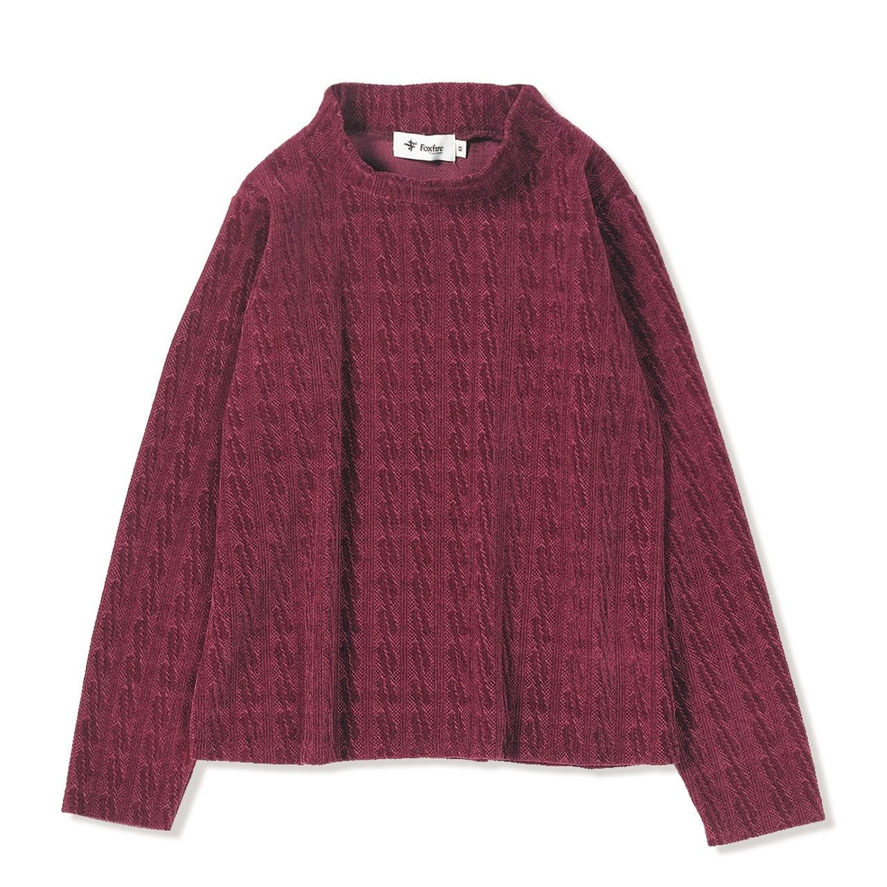 ケーブルジャカードハイネック (Women's)/マルーン