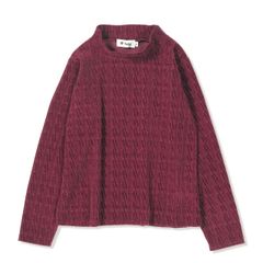 ケーブルジャカードハイネック (Women's)/マルーン