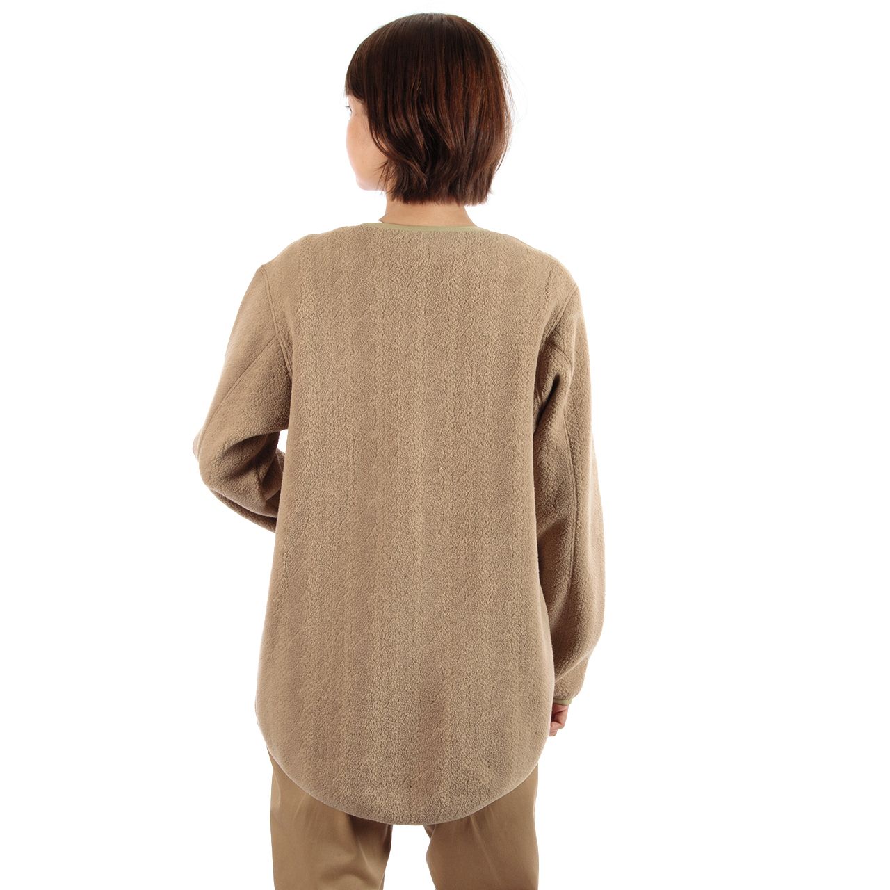 ケーブルフリースミドルブルゾン/カプチーノ