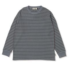 ミニワッフルボーダークルー (Men's)/チャコール
